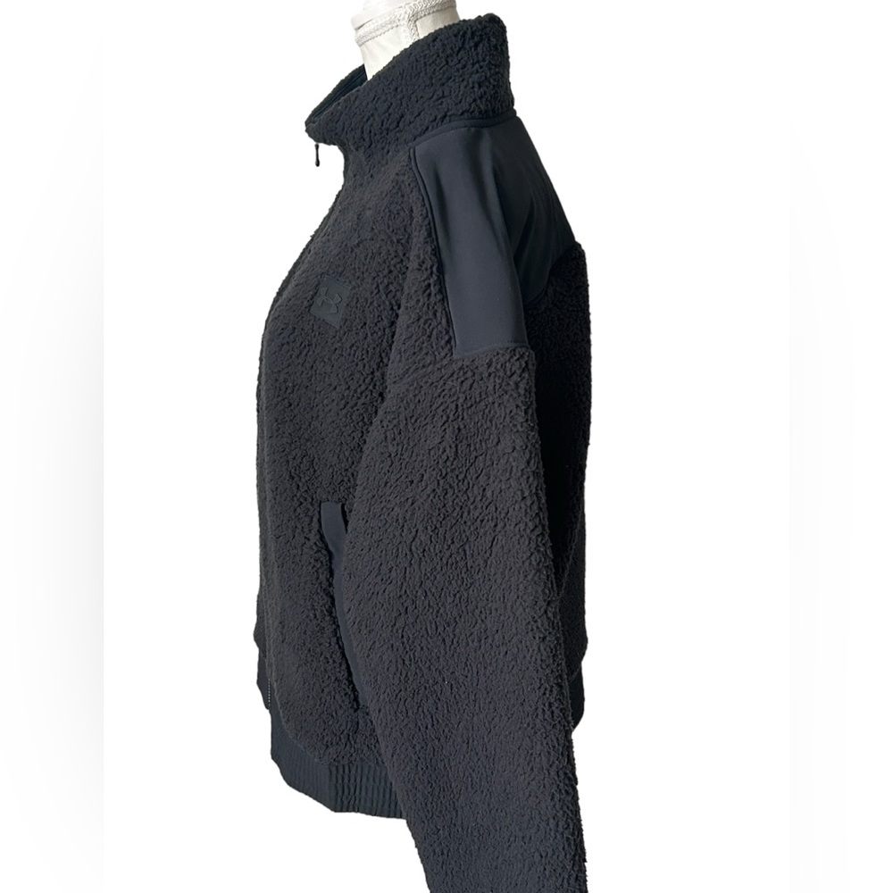 Under Armour Black Loose Sherpa Fleece Full Zip Jacket - Picture 3 of 9
